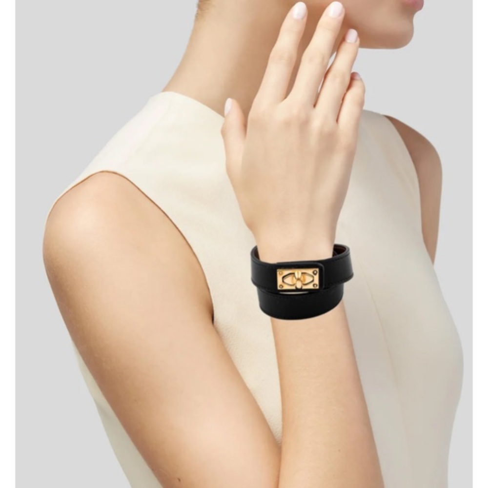 Givenchy Double Wrap Leather Shark Tooth Bracelet